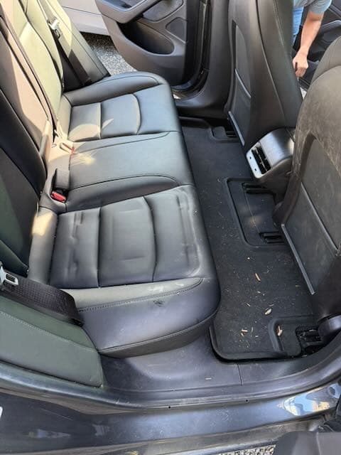 Tesla Model 3 Rear Bench Seat & Floor before detailing